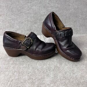 Ariat Leather Clogs Women's Size 9 EU40 Brown Braided Buckle Accent Comfort Shoe